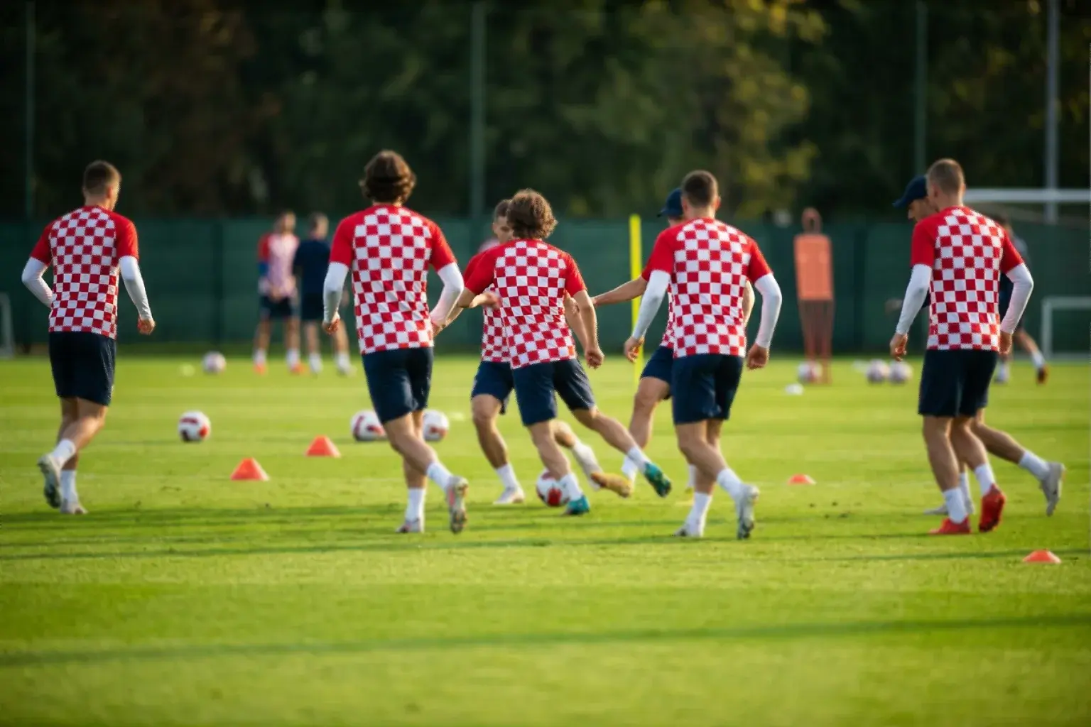 Hrvatska nogometna reprezentacija tijekom treninga na zelenom travnjaku